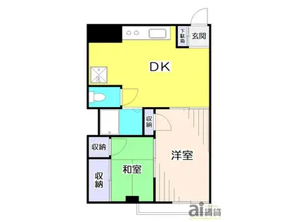 小山ビル(1SDK/2階)の間取り写真