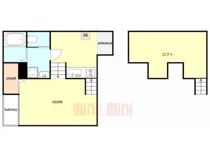 PRESTIGE三宮東(ワンルーム/1階)の間取り写真