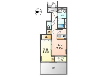 スターテラスII多功(1LDK/1階)の間取り写真