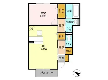 グラマードマレV(1LDK/1階)の間取り写真