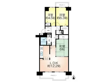 西神中央ウェステージ 壱番館(3LDK/8階)の間取り写真