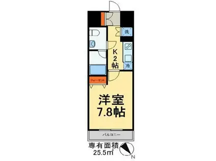 グラントゥルース田端(1K/5階)の間取り写真