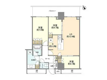 THE TOWER JUJO(3LDK/31階)の間取り写真