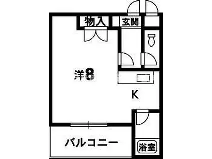 古山ハイツパートII(ワンルーム/2階)の間取り写真
