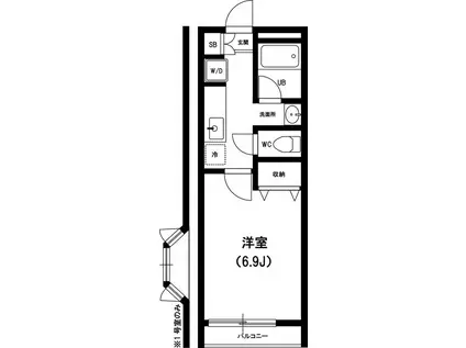 リリックコート北越谷(1K/1階)の間取り写真