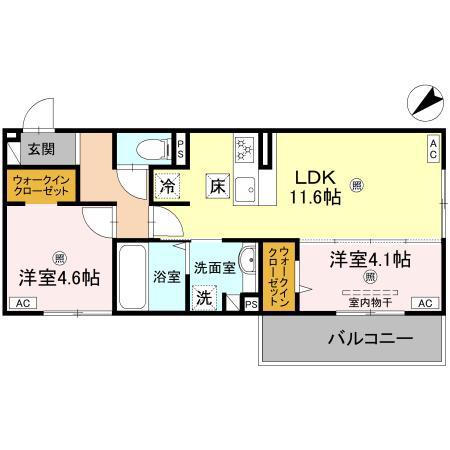D-ROOM平井C棟(2LDK/1階)の間取り写真