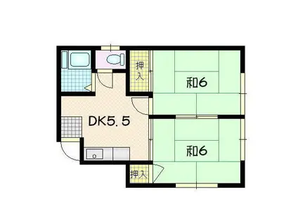 コーポラス青山(2DK/2階)の間取り写真
