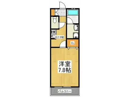 クレストヒル(1K/1階)の間取り写真