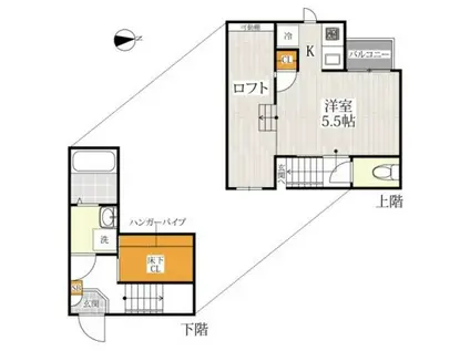 CB坪井ブランカ(1K/1階)の間取り写真