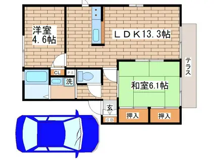 ファミーユ(2LDK/1階)の間取り写真