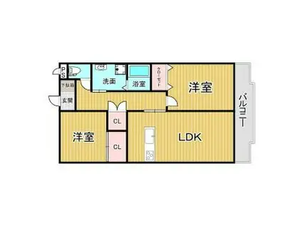 グレースマンションII(2LDK/2階)の間取り写真