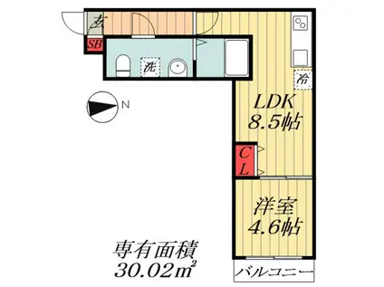 セレブラーレ船橋(1LDK/2階)の間取り写真