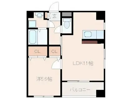 アルテマイスター大工町(1LDK/9階)の間取り写真