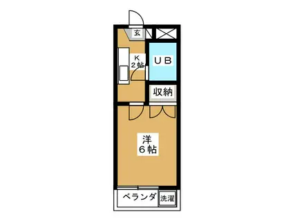 パール世田谷(1K/3階)の間取り写真