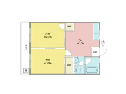 レジデンス太平(2DK/4階)の間取り写真