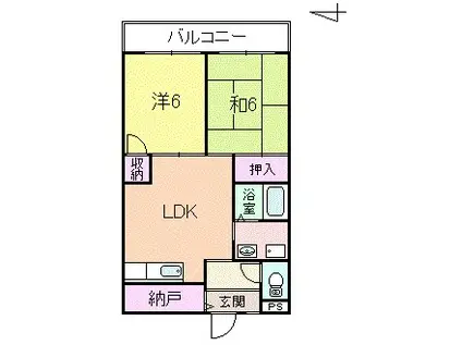 シャトーニッコー(2SLDK/3階)の間取り写真