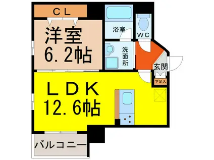 PERTE KANAYAMA(1LDK/3階)の間取り写真