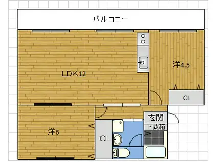 勝亦ハイツ(2LDK/2階)の間取り写真