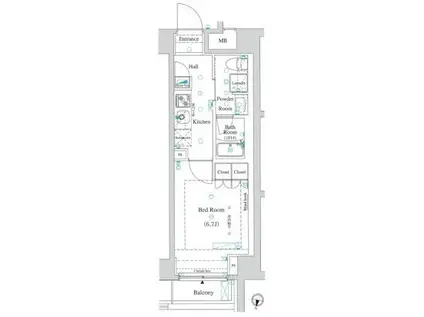 AXASレジデンス外苑(1K/2階)の間取り写真