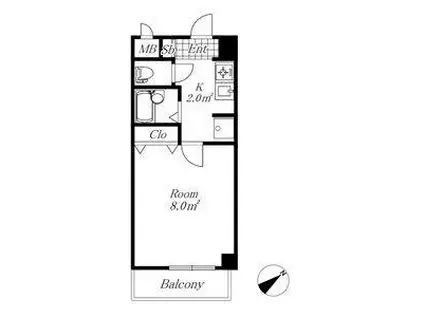 ホウエイアーム(1K/3階)の間取り写真