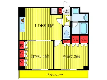 エスティメゾン王子(2DK/10階)の間取り写真