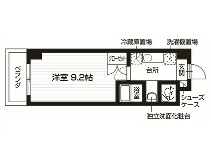 パールコート(1K/6階)の間取り写真