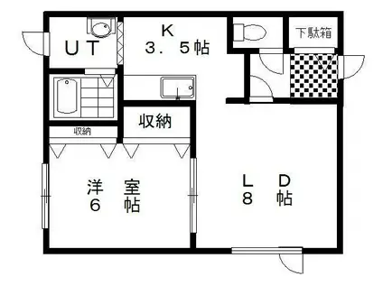 対馬マンション(1LDK/2階)の間取り写真