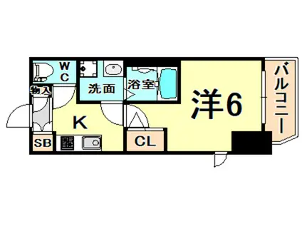エステムコート神戸元町ヒルズ(1K/9階)の間取り写真
