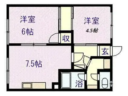 日の出マンションA・B(2LDK/2階)の間取り写真