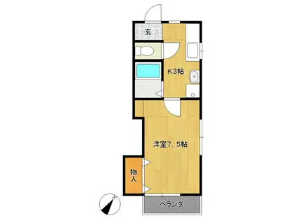 第11ハイツ大川(1K/2階)の間取り写真