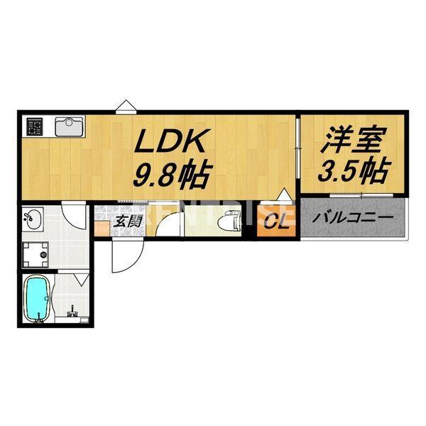 LECOCON稲沢IV(1LDK/1階)の間取り写真