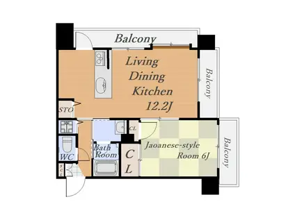 吉野ビル(1LDK/3階)の間取り写真