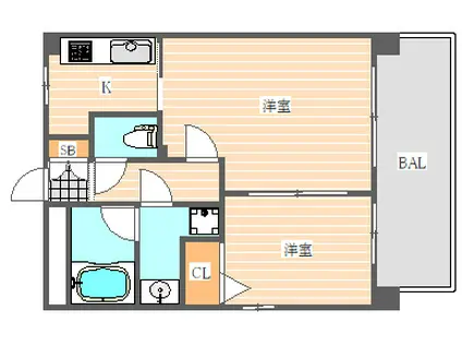 リアンシエルブルー東公園(2K/8階)の間取り写真