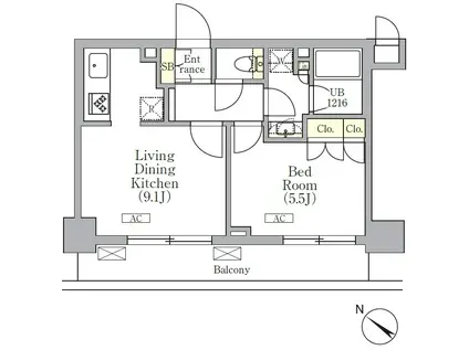 ORSUS 三ノ輪(1LDK/8階)の間取り写真