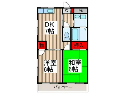 ロイヤルコートムラタ2(2DK/2階)の間取り写真