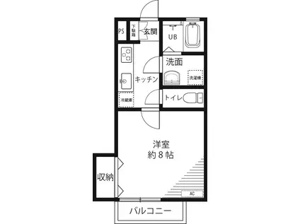 ヴァンベール(1K/2階)の間取り写真