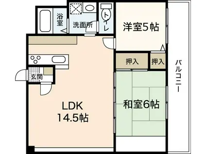ネットビル6(2LDK/6階)の間取り写真