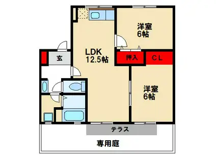 セジュール松泉(2LDK/1階)の間取り写真