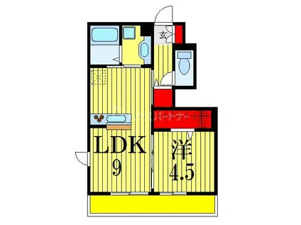 ジュネス前原(1LDK/1階)の間取り写真