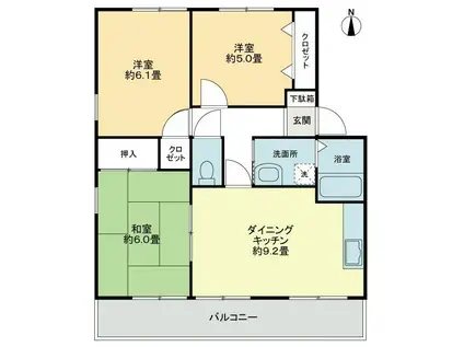 FO.トロワ木太B(3DK/2階)の間取り写真
