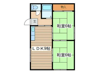 KOコーポラス(2LDK/2階)の間取り写真