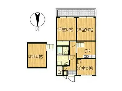 フローラルマンション(3DK/1階)の間取り写真