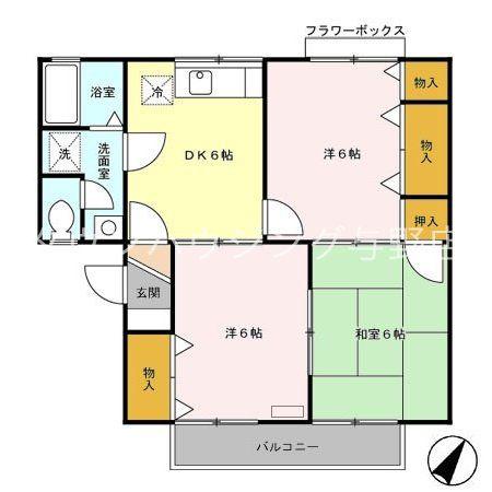 ニュー篠原ハイツ(3DK/2階)の間取り写真