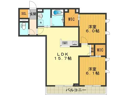 レジデンシャル八王子(2LDK/1階)の間取り写真