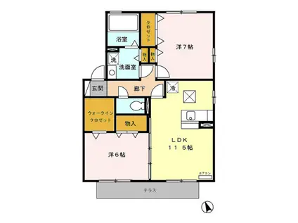 セジュールサンピア(2LDK/1階)の間取り写真