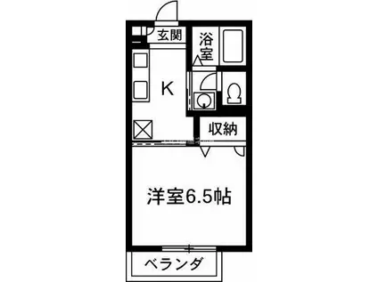 サンモールB(1K/2階)の間取り写真