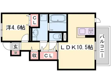 PLACIDO A(1LDK/1階)の間取り写真