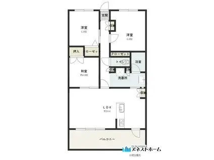 グランドパレスフォレストガーデン山手(3LDK/13階)の間取り写真