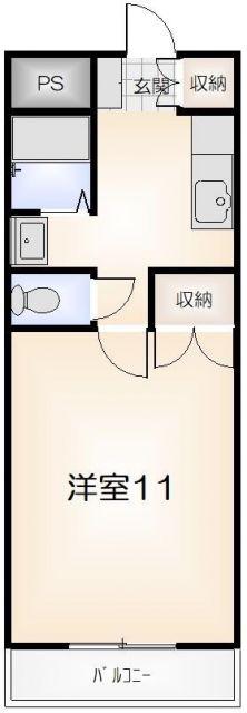 コーポ大原5(1K/2階)の間取り写真