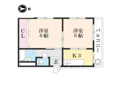 マンション白河(2K/4階)の間取り写真